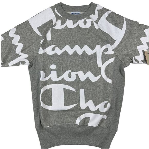 New Champion Men Gray Sweater US XS X-Small Short Sleeve Fleece Pullover Tee Top - Picture 6 of 10